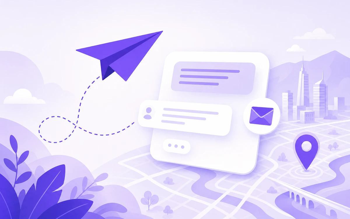 Message and paper plane illustration